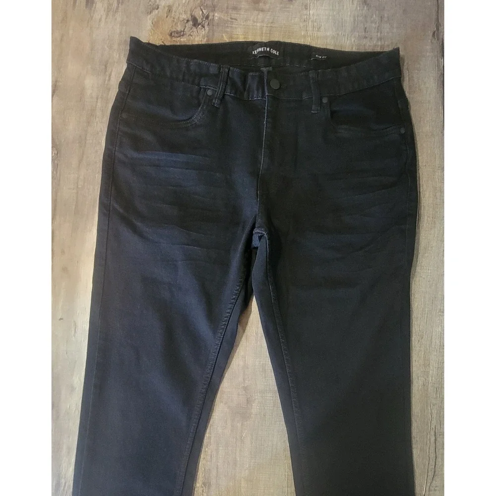 Kenneth Cole Mens Slim Fit Stretch Jeans Black 32x32 Sustainable Repreve